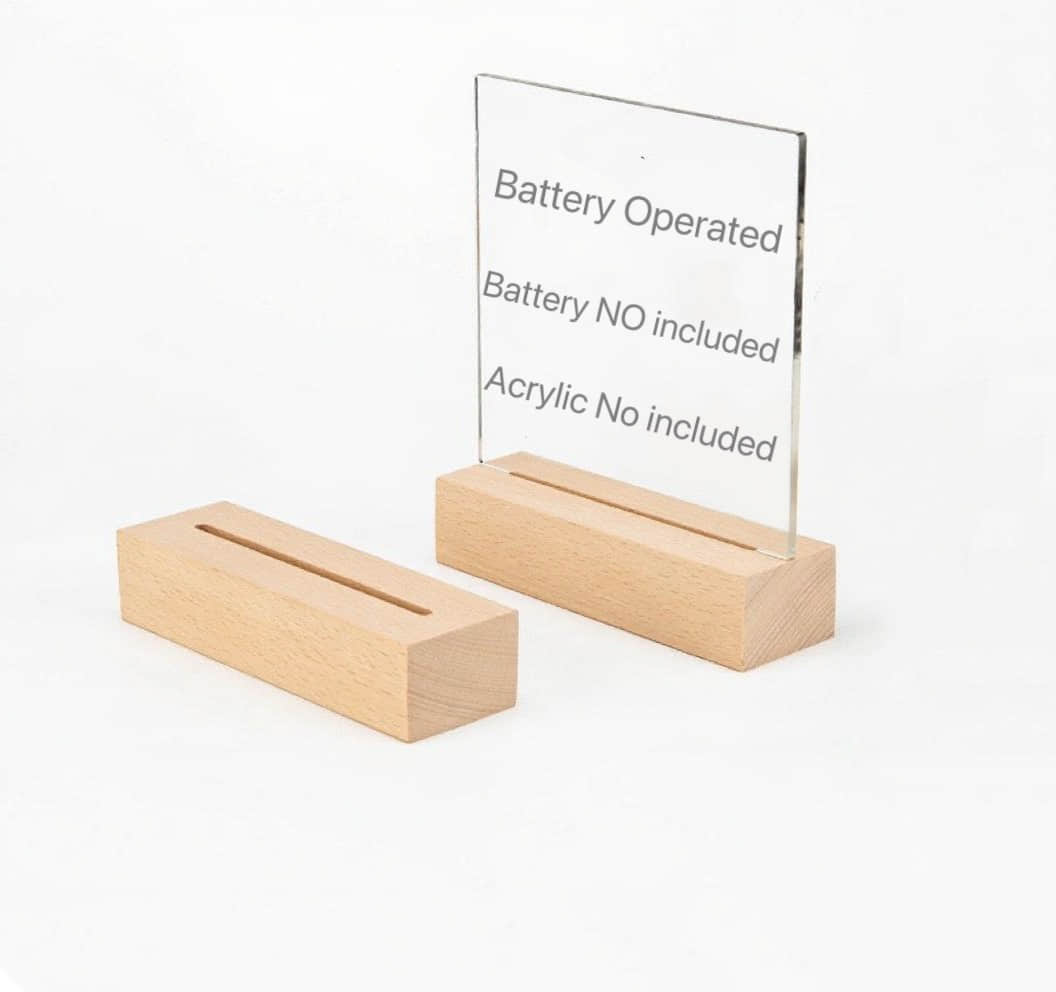 AAA Battery Operated Long Wood Led Base for Acrylic