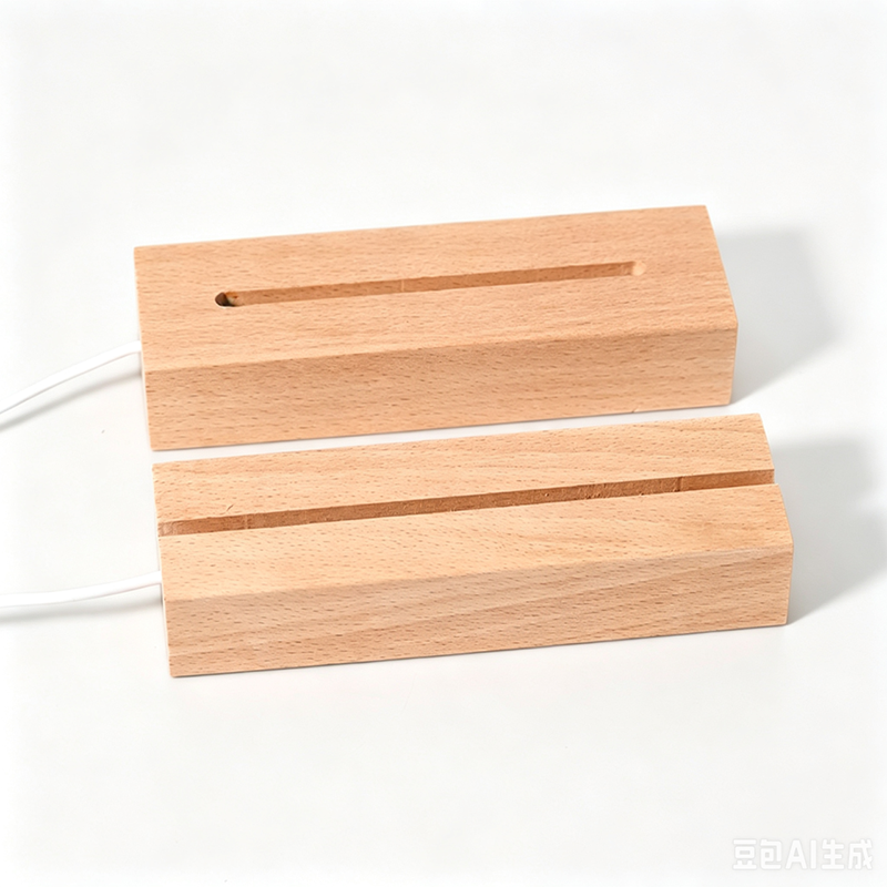USB Powered 15cm Rectangle Wooden Base with Led Lights