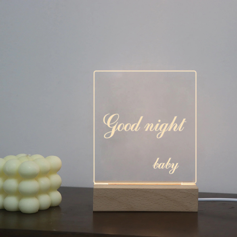 USB Powered 15cm Rectangle Wooden Base with Led Lights