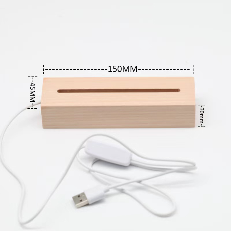USB Powered 15cm Rectangle Wooden Base with Led Lights