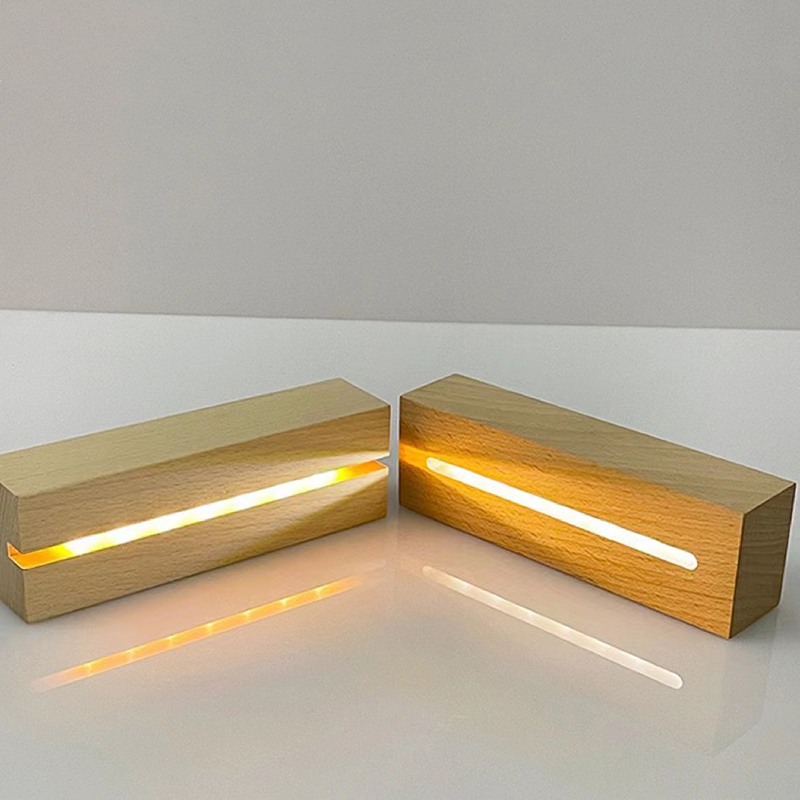 AAA Battery Operated Long Wood Led Base for Acrylic