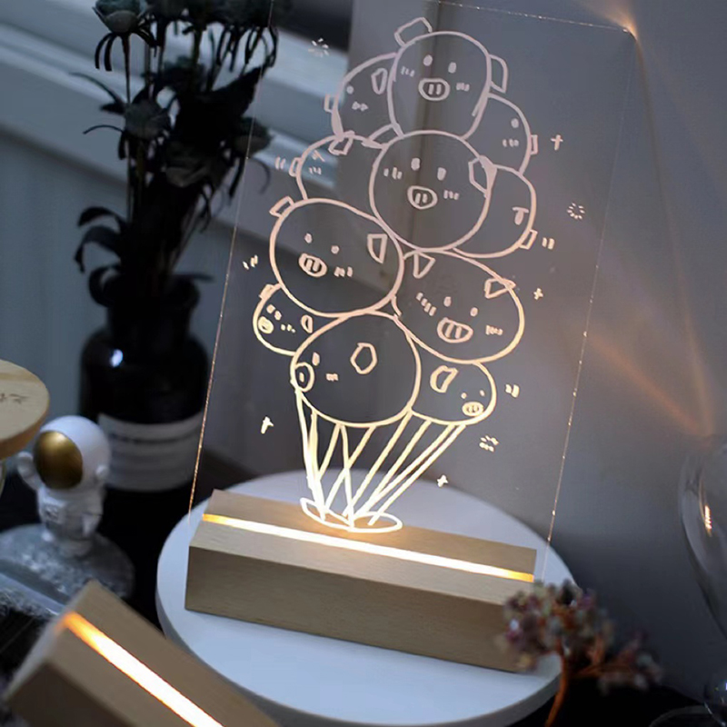 AAA Battery Operated Long Wood Led Base for Acrylic