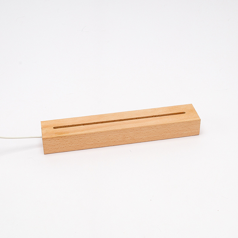 USB Powered 15cm 30cm Rectangle Beech Wood Display Stand 