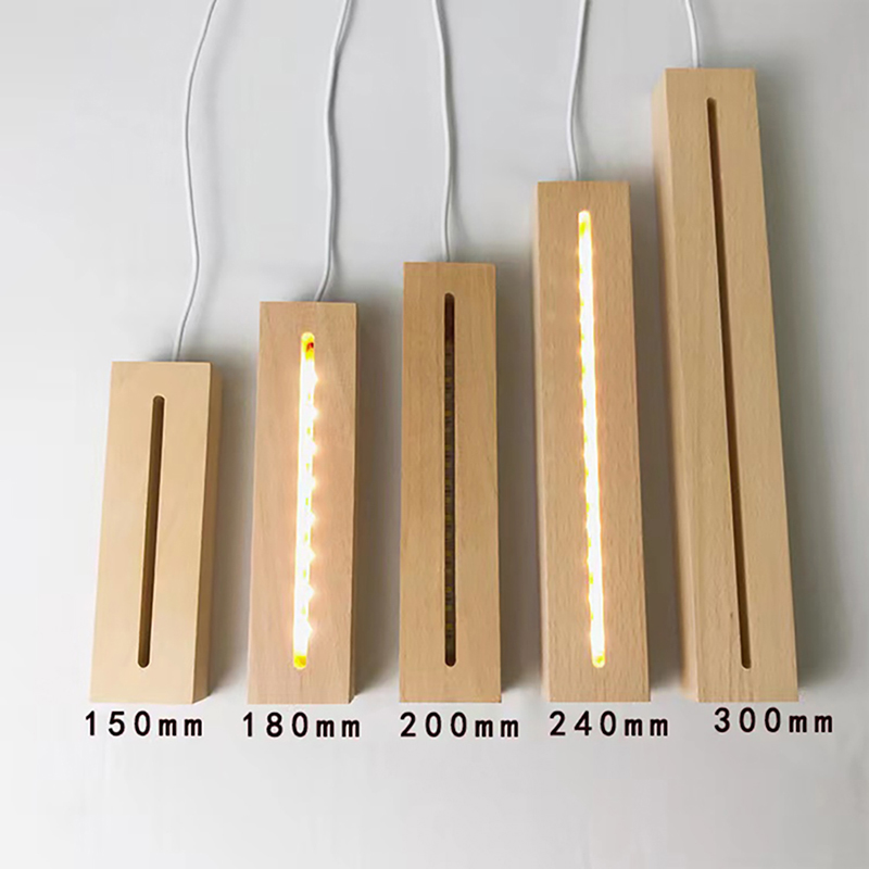 USB Powered 15cm 30cm Rectangle Beech Wood Display Stand 