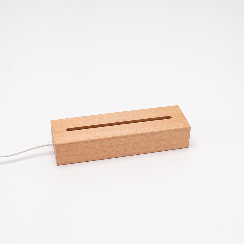 USB Powered 15cm 30cm Rectangle Beech Wood Display Stand 