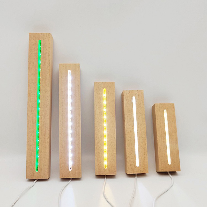 USB Powered 15cm 30cm Rectangle Beech Wood Display Stand 