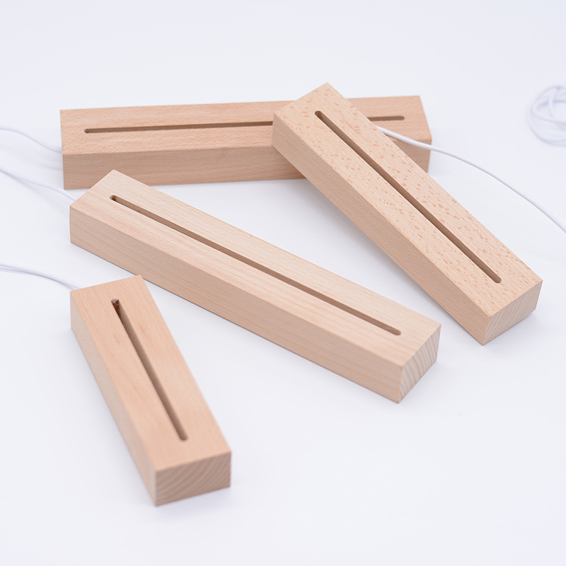 USB Powered 15cm 30cm Rectangle Beech Wood Display Stand 